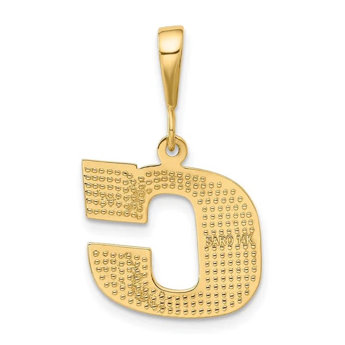 14k Yellow Gold Textured Initial C Charm TreasureFineJewelers Charm Necklaces