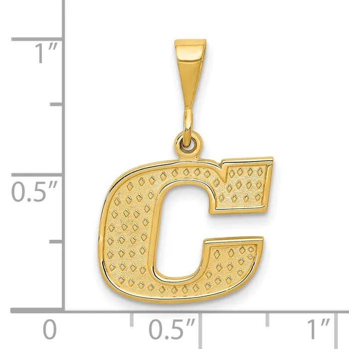 14k Yellow Gold Textured Initial C Charm TreasureFineJewelers Charm Necklaces