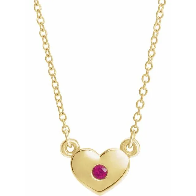 14K Yellow Ruby Heart 16 Necklace TreasureFineJewelers Necklaces