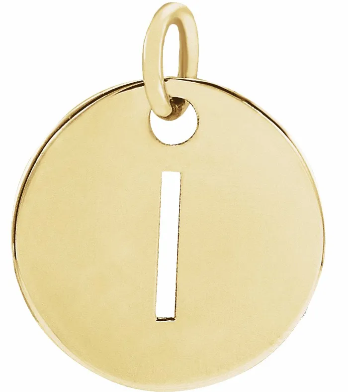 18K Yellow GoldPlated Sterling Silver Initial I 10 mm Disc Pendant TreasureFineJewelers Necklaces