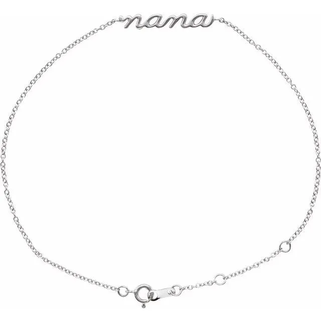 Bracelets TreasureFineJewelers Sterling Silver Lowercase Script Nana Bracelet Bracelets TreasureFineJewelers Sterling Silver Lowercase Script Nana Bracelet