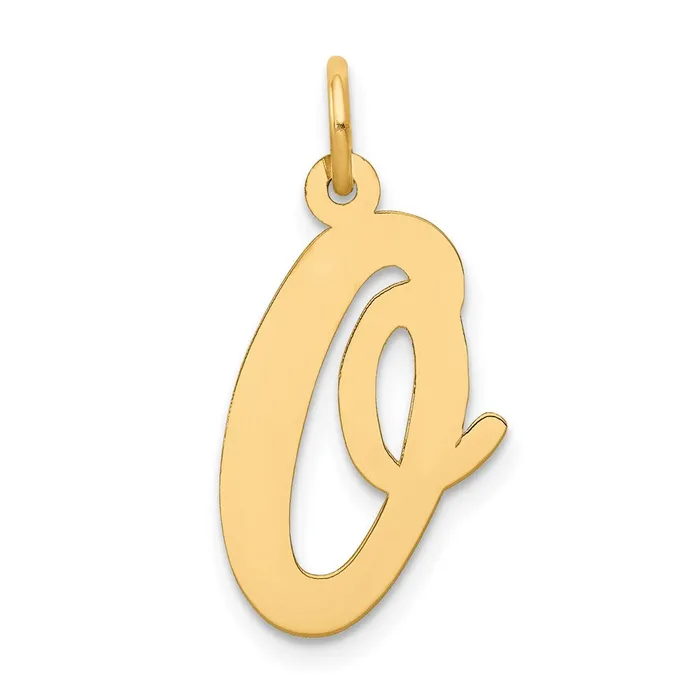 Charm Necklaces 14k Yellow Gold Large Script Letter O Initial Charm TreasureFineJewelers Charm Necklaces 14k Yellow Gold Large Script Letter O Initial Charm TreasureFineJewelers