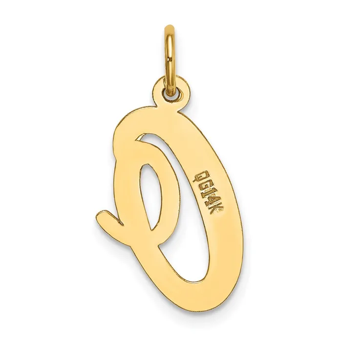 Charm Necklaces 14k Yellow Gold Large Script Letter O Initial Charm TreasureFineJewelers