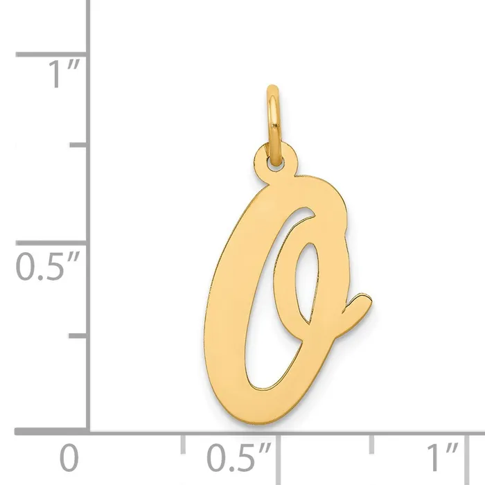 Charm Necklaces 14k Yellow Gold Large Script Letter O Initial Charm TreasureFineJewelers