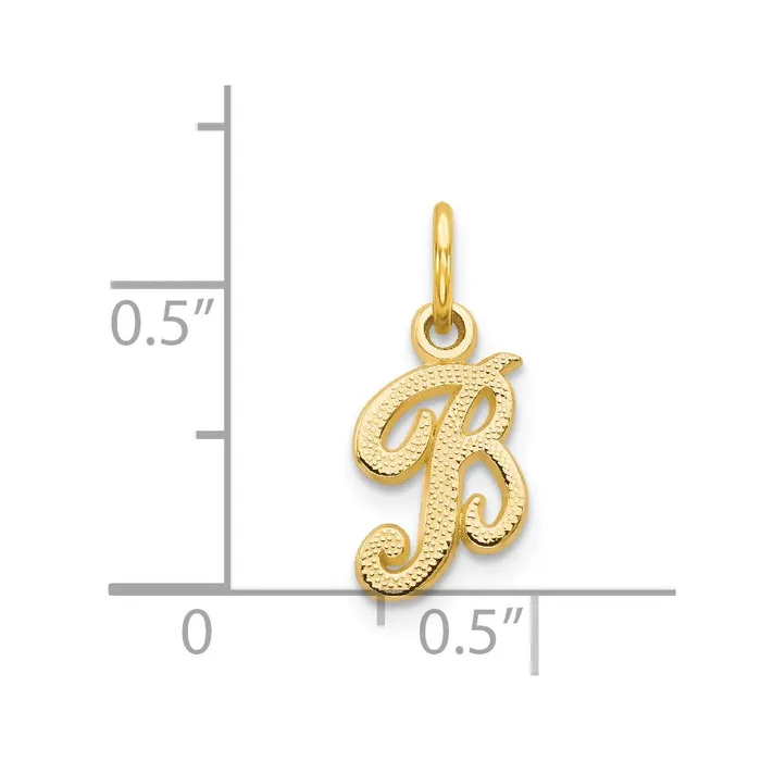 Charm Necklaces 14k Yellow Gold Script Letter B Initial Charm TreasureFineJewelers