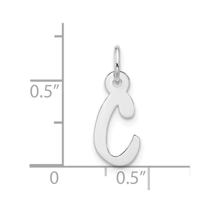 Charm Necklaces TreasureFineJewelers 10k White Gold Large Slanted Block Initial C Charm