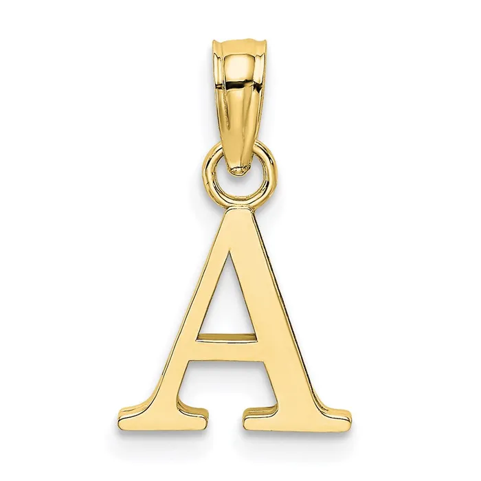 Charm Necklaces TreasureFineJewelers 10k Yellow Gold Polished A Block Initial Charm
