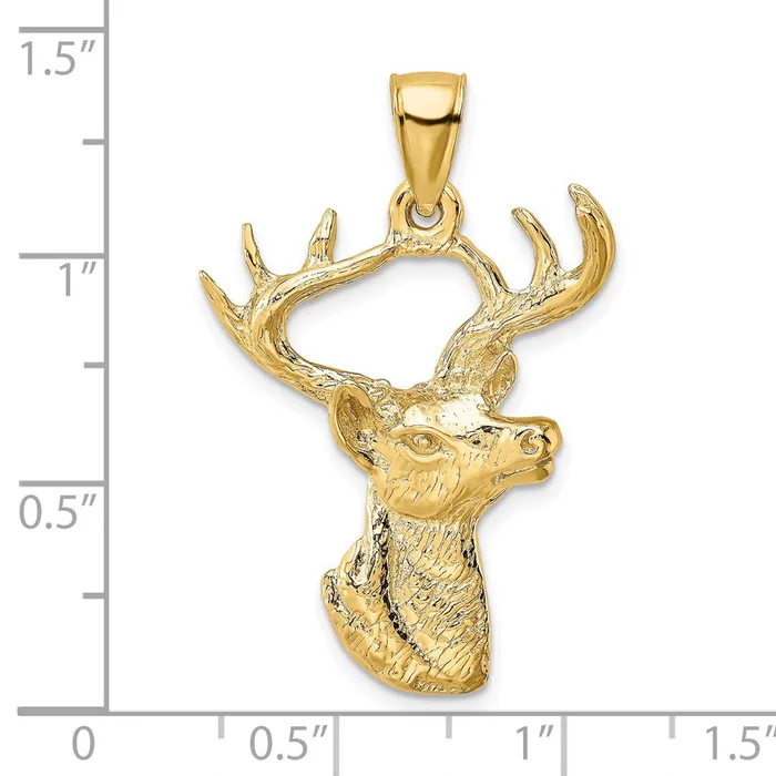 Charm Necklaces TreasureFineJewelers 14K 2D Deer Head Profile Charm