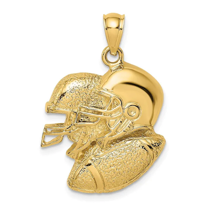 Charm Necklaces TreasureFineJewelers 14K 2D Double Football Helmets and Ball Charm Charm Necklaces TreasureFineJewelers 14K 2D Double Football Helmets and Ball Charm