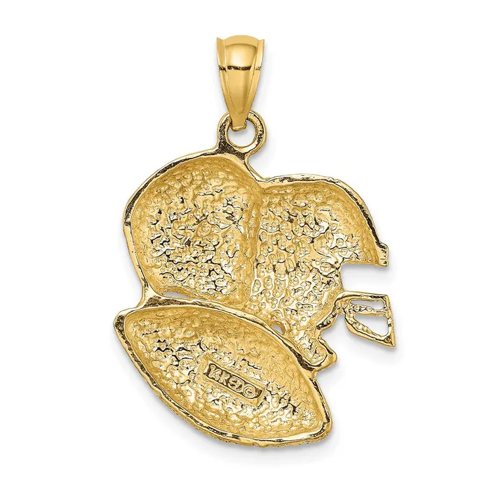 Charm Necklaces TreasureFineJewelers 14K 2D Double Football Helmets and Ball Charm