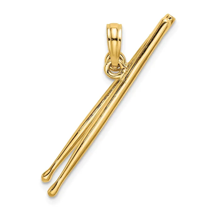 Charm Necklaces TreasureFineJewelers 14K 3D Moveable Drum Sticks Charm
