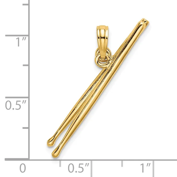 Charm Necklaces TreasureFineJewelers 14K 3D Moveable Drum Sticks Charm