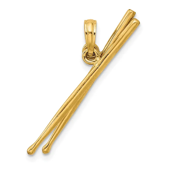 Charm Necklaces TreasureFineJewelers 14K 3D Moveable Drum Sticks Charm