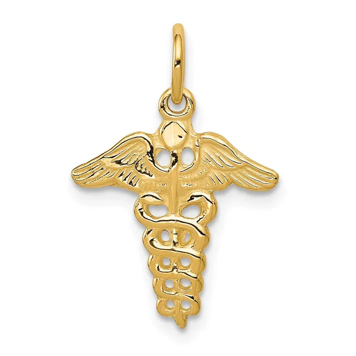 Charm Necklaces TreasureFineJewelers 14k Caduceus Charm