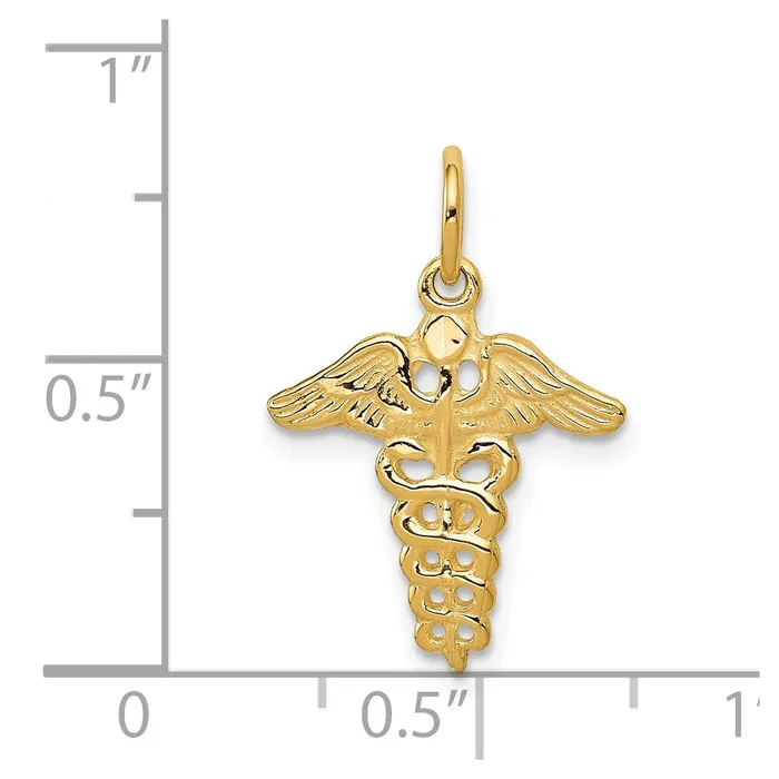 Charm Necklaces TreasureFineJewelers 14k Caduceus Charm