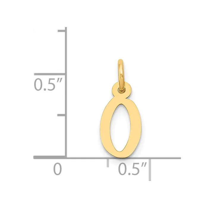 Charm Necklaces TreasureFineJewelers 14k Yellow Gold Small Slanted Block Letter O Initial Charm