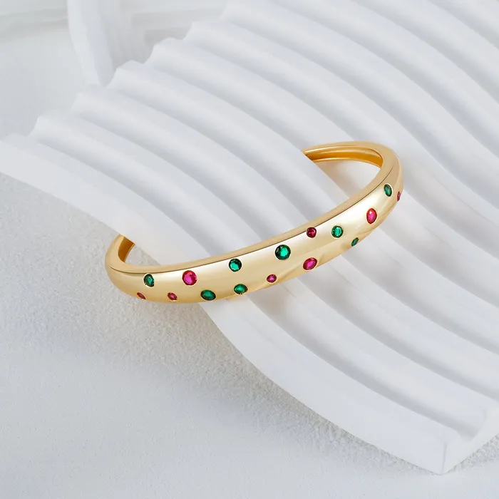 Cherry Gemstone Flush Open Bracelet Trendolla Jewelry Bracelets