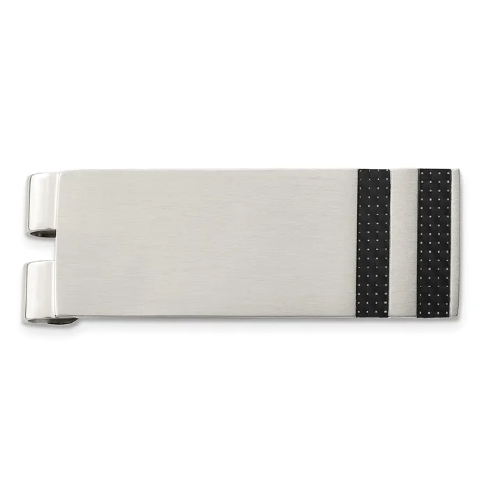 Chisel Stainless Steel Brushed Black Carbon Fiber Inlay Money Clip TreasureFineJewelers Bracelets Chisel Stainless Steel Brushed Black Carbon Fiber Inlay Money Clip TreasureFineJewelers Bracelets