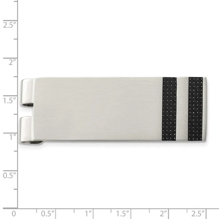 Chisel Stainless Steel Brushed Black Carbon Fiber Inlay Money Clip TreasureFineJewelers Bracelets