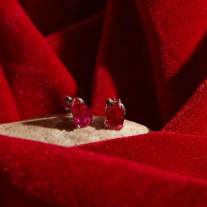 Earrings Ema Jewels Aletheia Ruby Sterling Silver Earrings
