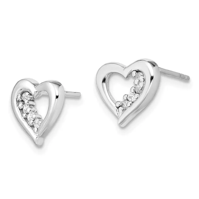 Earrings Sterling Silver CZ Heart Earring and Pendant Set TreasureFineJewelers