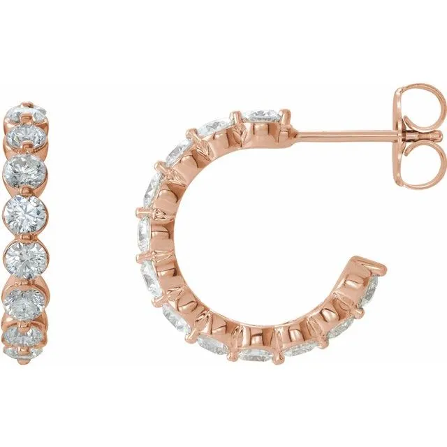 Earrings TreasureFineJewelers 14K Rose 1 38 CTW Diamond Hoop Earrings Earrings TreasureFineJewelers 14K Rose 1 38 CTW Diamond Hoop Earrings
