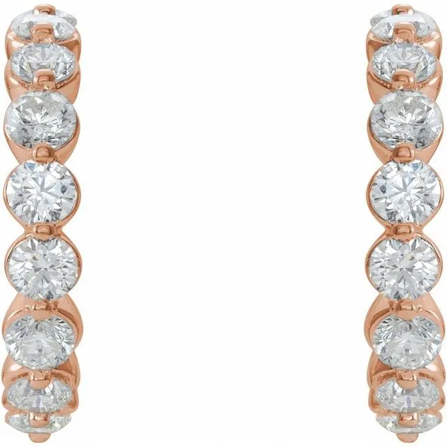 Earrings TreasureFineJewelers 14K Rose 1 38 CTW Diamond Hoop Earrings