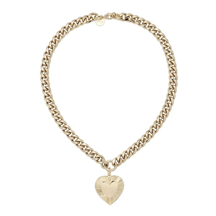Eklexic Necklaces Eklexic Curb Chain Heart Pendant Necklace