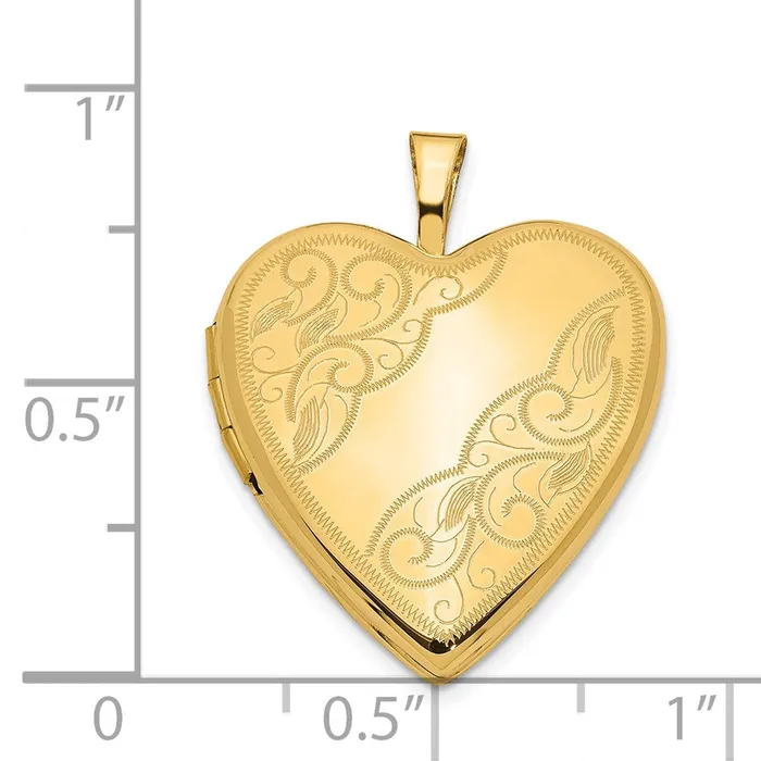 Necklaces 14k Yellow Gold 20mm Swirl Heart Locket TreasureFineJewelers