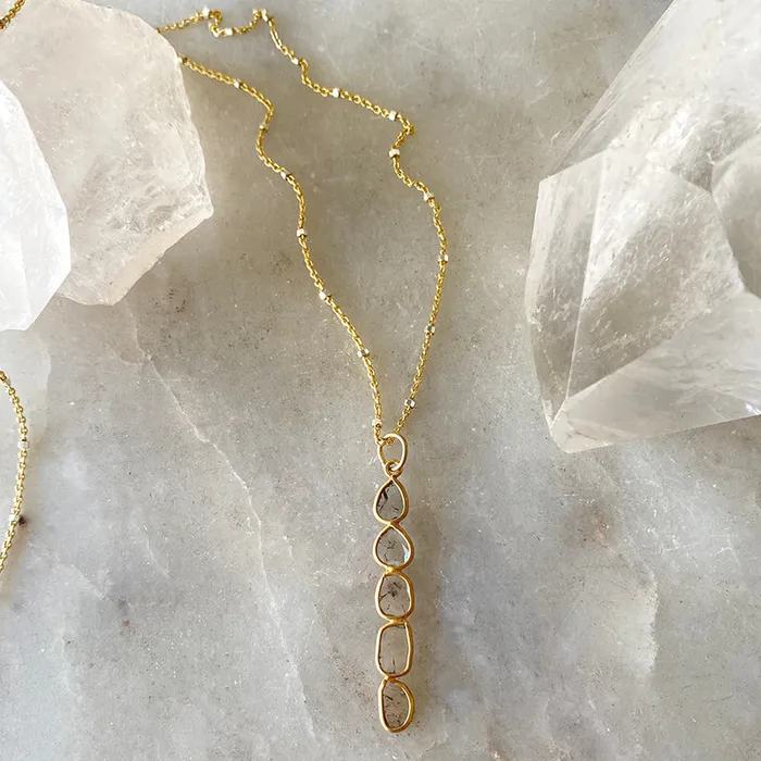 Necklaces Diamond Slice Golden Cascade Necklace Robindira Unsworth