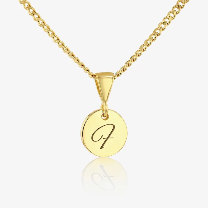 Necklaces Ema Jewels F Initial Cursive Engraved Pendant Necklace 14K 925 Gold Vermeil