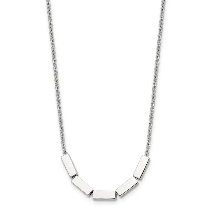 Necklaces Stainless Steel Polished Rectangle Beaded w2in ext 165in Necklace TreasureFineJewelers Necklaces Stainless Steel Polished Rectangle Beaded w2in ext 165in Necklace TreasureFineJewelers