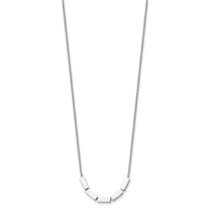 Necklaces Stainless Steel Polished Rectangle Beaded w2in ext 165in Necklace TreasureFineJewelers