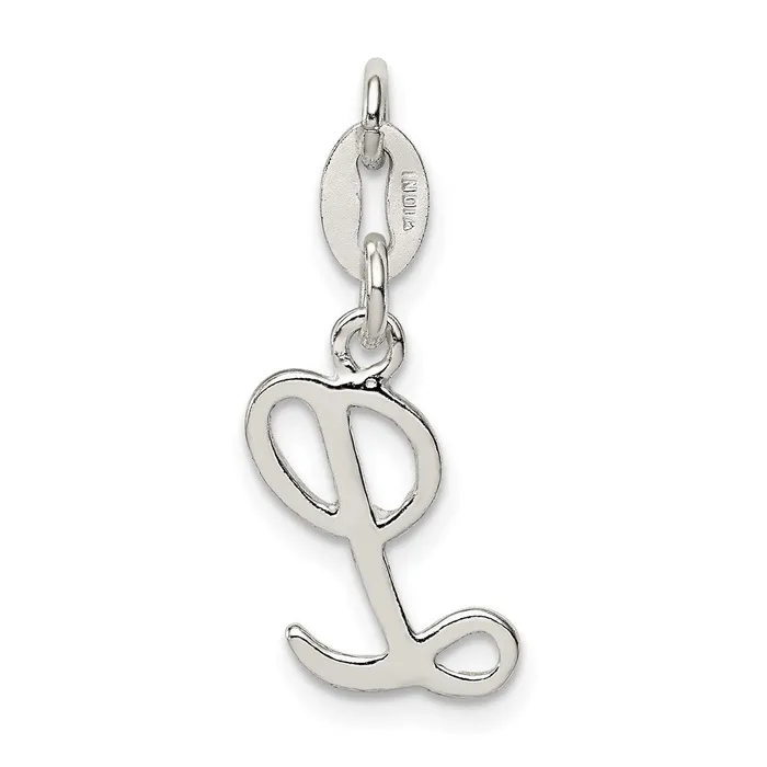 Necklaces Sterling Silver Letter L Initial Charm TreasureFineJewelers