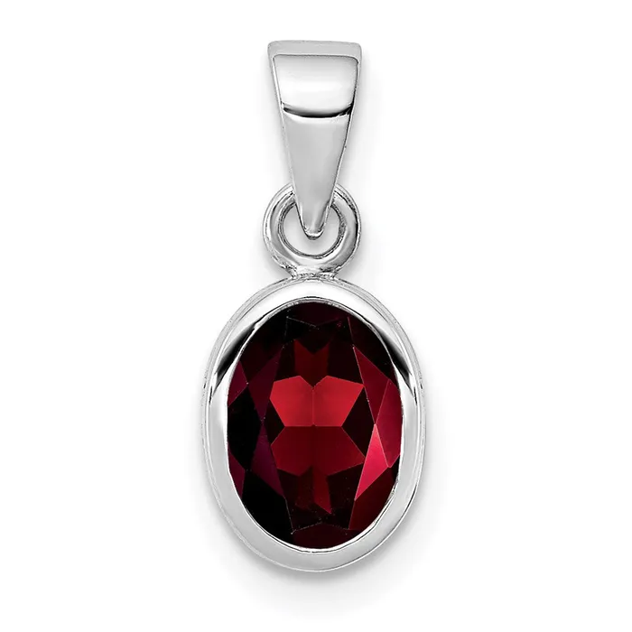 Necklaces Sterling Silver Rhodiumplated Polished Garnet Oval Pendant TreasureFineJewelers Necklaces Sterling Silver Rhodiumplated Polished Garnet Oval Pendant TreasureFineJewelers