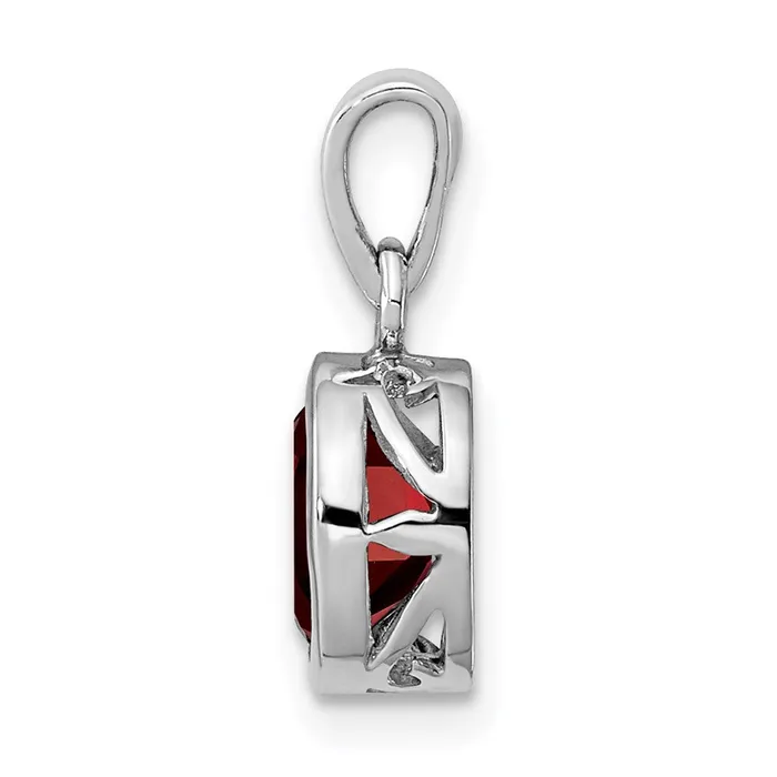 Necklaces Sterling Silver Rhodiumplated Polished Garnet Oval Pendant TreasureFineJewelers