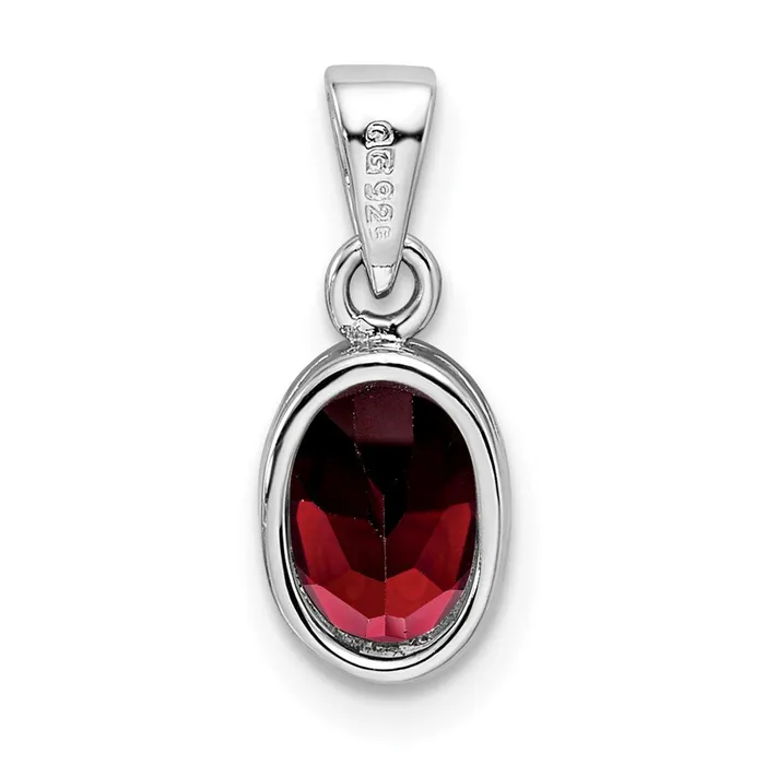Necklaces Sterling Silver Rhodiumplated Polished Garnet Oval Pendant TreasureFineJewelers