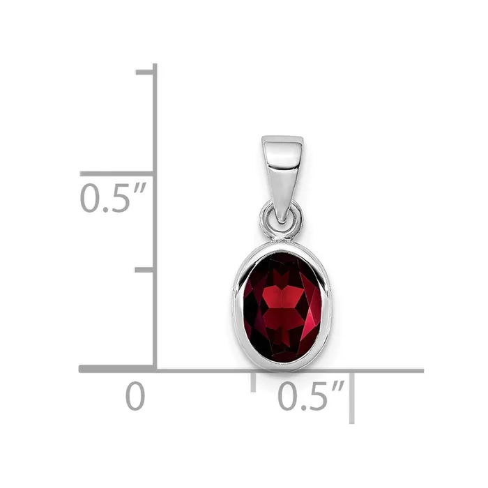 Necklaces Sterling Silver Rhodiumplated Polished Garnet Oval Pendant TreasureFineJewelers