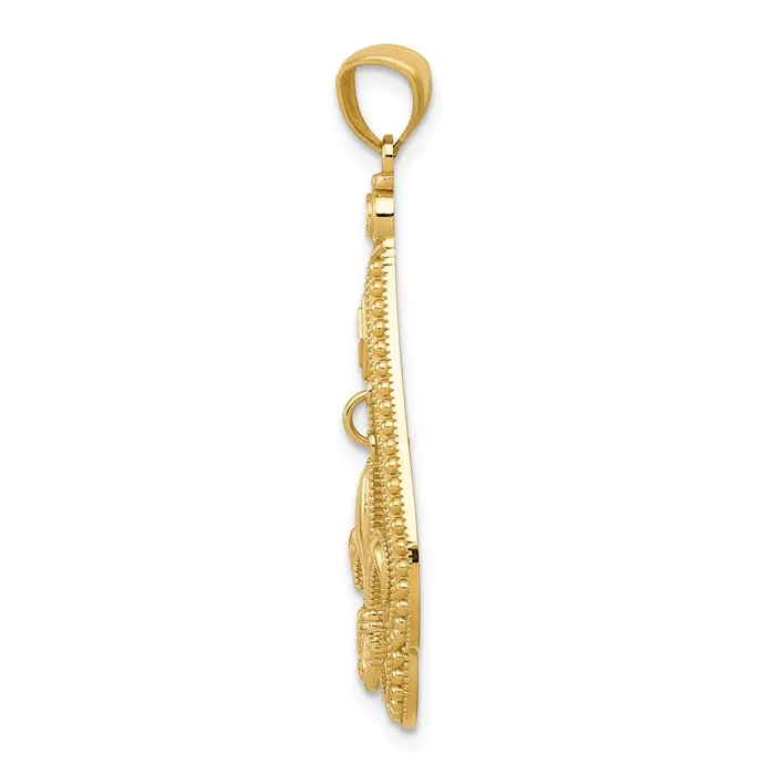Necklaces TreasureFineJewelers 14k Diamondcut Polished Fleur de Lis Dangle Pendant