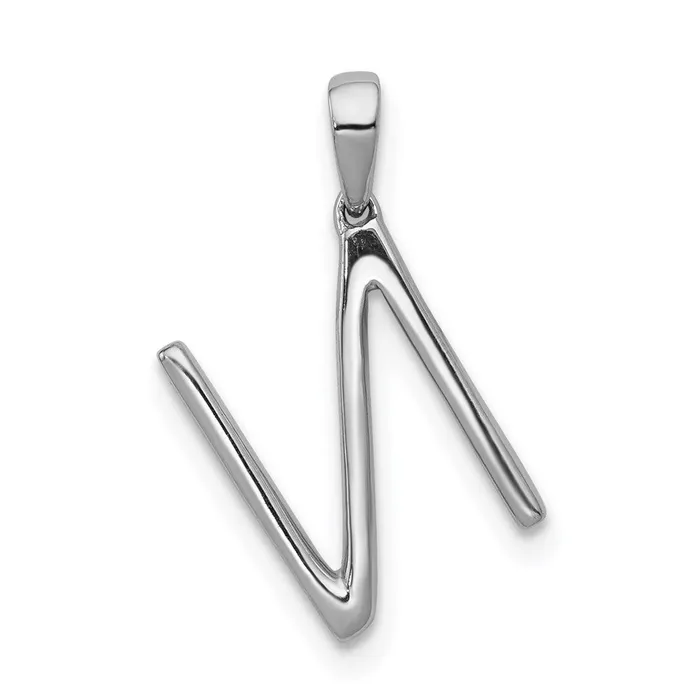 Necklaces TreasureFineJewelers 14K White Gold Diamond Letter N Initial Pendant