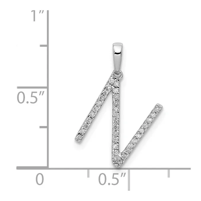 Necklaces TreasureFineJewelers 14K White Gold Diamond Letter N Initial Pendant