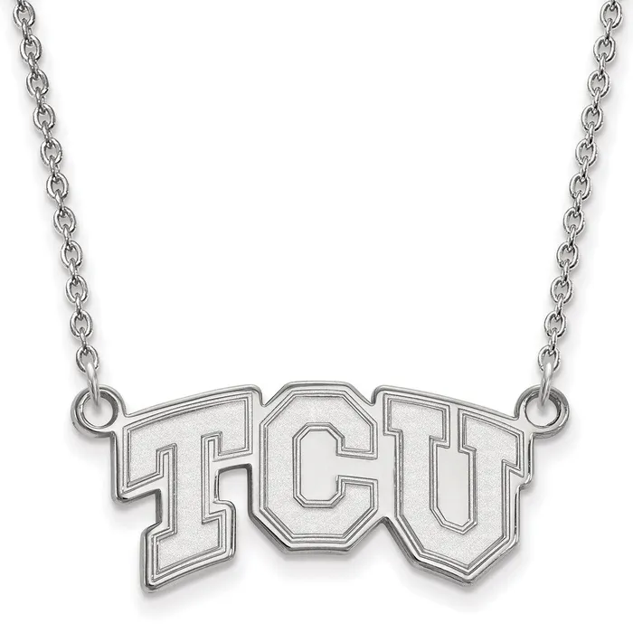 Necklaces TreasureFineJewelers 14K White Gold Texas Christian University Small Pendant with Necklace Necklaces TreasureFineJewelers 14K White Gold Texas Christian University Small Pendant with Necklace