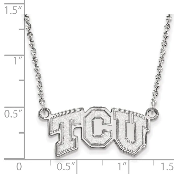 Necklaces TreasureFineJewelers 14K White Gold Texas Christian University Small Pendant with Necklace