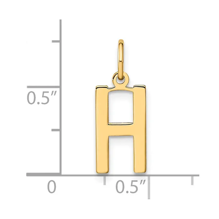 Necklaces TreasureFineJewelers 14k Yellow Gold Letter H Initial Pendant