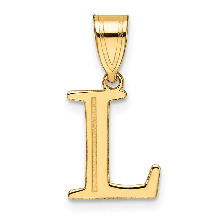 Necklaces TreasureFineJewelers 14k Yellow Gold Polished Etched Letter L Initial Pendant Necklaces TreasureFineJewelers 14k Yellow Gold Polished Etched Letter L Initial Pendant