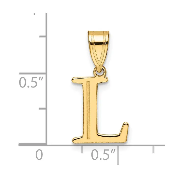 Necklaces TreasureFineJewelers 14k Yellow Gold Polished Etched Letter L Initial Pendant