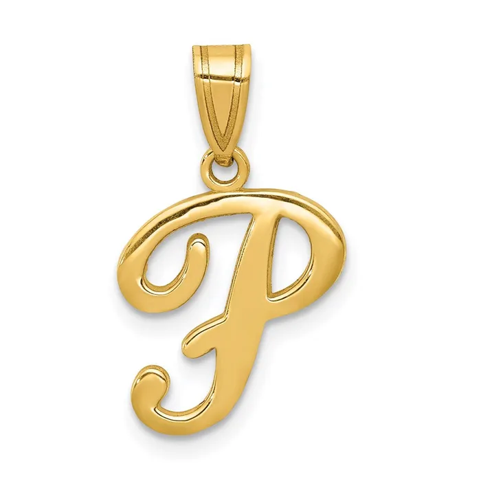 Necklaces TreasureFineJewelers 14k Yellow Gold Script Letter P Initial Pendant Necklaces TreasureFineJewelers 14k Yellow Gold Script Letter P Initial Pendant
