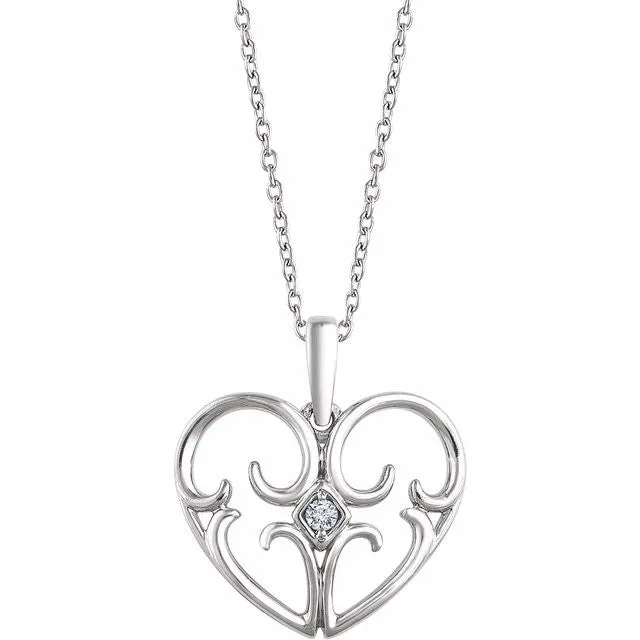 Necklaces TreasureFineJewelers Sterling Silver 03 CT Diamond Heart 18 Necklace Necklaces TreasureFineJewelers Sterling Silver 03 CT Diamond Heart 18 Necklace