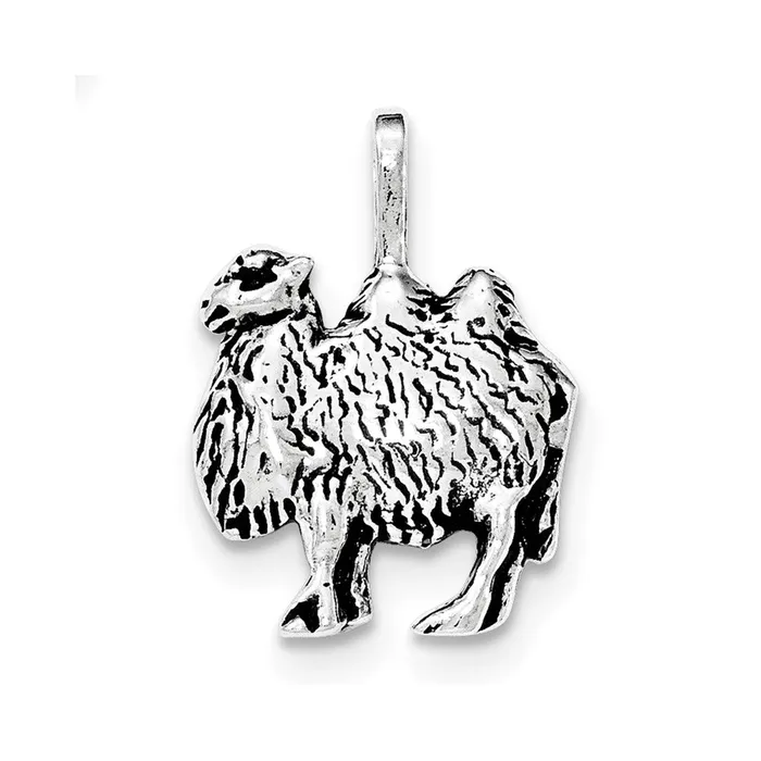 Necklaces TreasureFineJewelers Sterling Silver Antiqued Textured Camel Chain Slide Pendant Necklaces TreasureFineJewelers Sterling Silver Antiqued Textured Camel Chain Slide Pendant