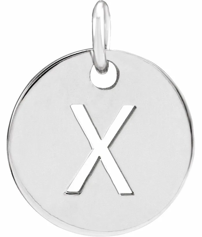 Necklaces TreasureFineJewelers Sterling Silver Initial X 10 mm Disc Pendant Necklaces TreasureFineJewelers Sterling Silver Initial X 10 mm Disc Pendant
